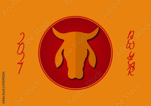 New year of paper cut ox character.