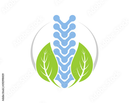 Healthy spin with nature leaf beside