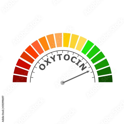 Gradient scale. Oxytocin level measuring device icon. Sign tachometer, speedometer, indicators. Infographic gauge element.