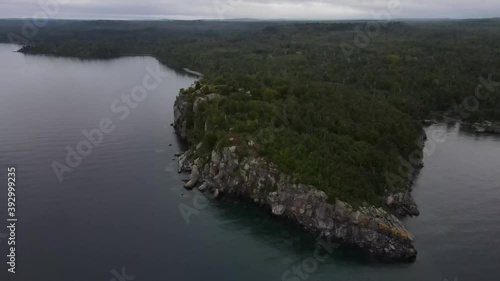 Amazing landscape aerial view of north shore minnesota forest photo