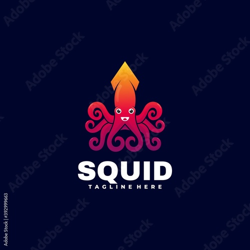 Vector Logo Illustration Squid Gradient Colorful Style.