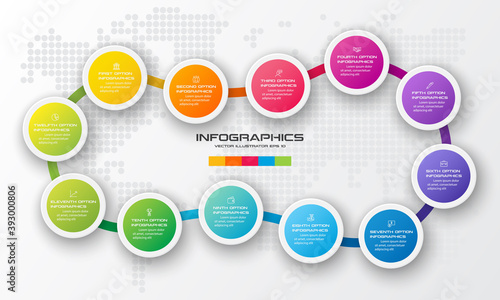 Timeline infographic template,Business concept with 12 options,Vector illustration.
