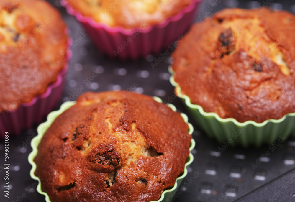 Food concept - fresh tasty pastries, cupcakes close up picture Food concept - fresh tasty pastries, cupcakes close up picture