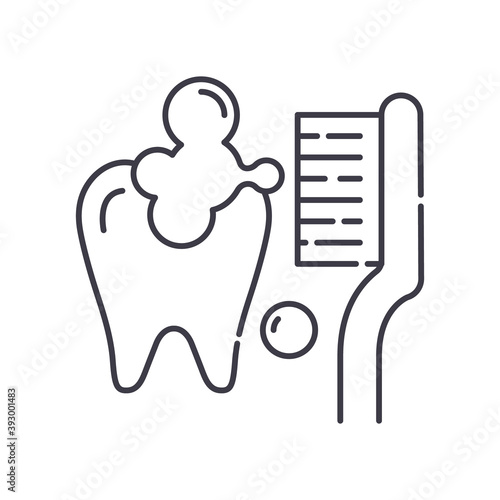 Teeth cleaner icon, linear isolated illustration, thin line vector, web design sign, outline concept symbol with editable stroke on white background.