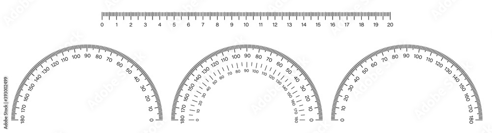 ruler and protractor scale. School measuring instruments. School teaching, drawing, geometry. Vector ruler and protractor scale. School measuring instruments. School teaching, drawing, geometry. Vector
