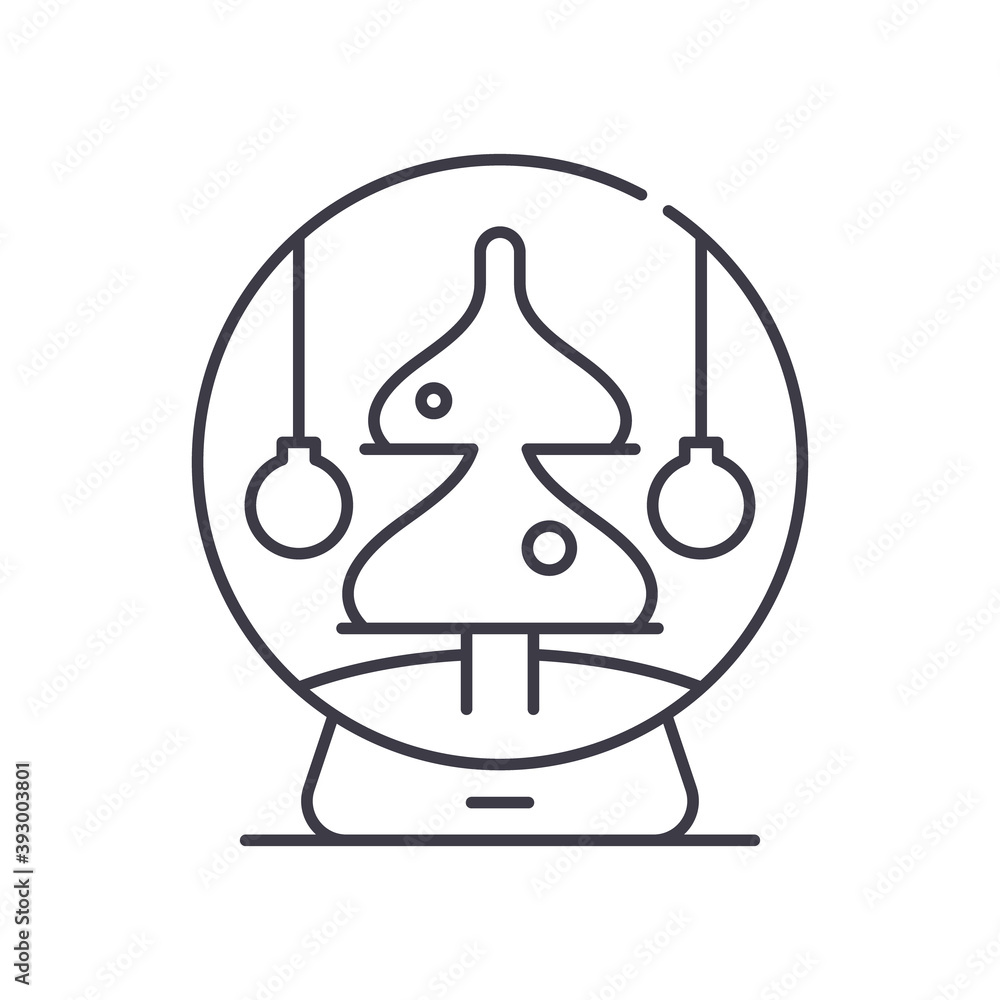Snow globe icon, linear isolated illustration, thin line vector, web design sign, outline concept symbol with editable stroke on white background. Snow globe icon, linear isolated illustration, thin line vector, web design sign, outline concept symbol with editable stroke on white background.