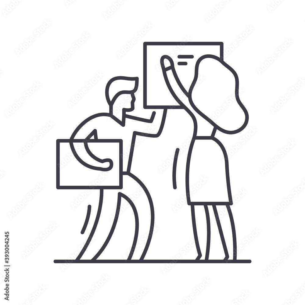 Teamwork process icon, linear isolated illustration, thin line vector, web design sign, outline concept symbol with editable stroke on white background. Teamwork process icon, linear isolated illustration, thin line vector, web design sign, outline concept symbol with editable stroke on white background.