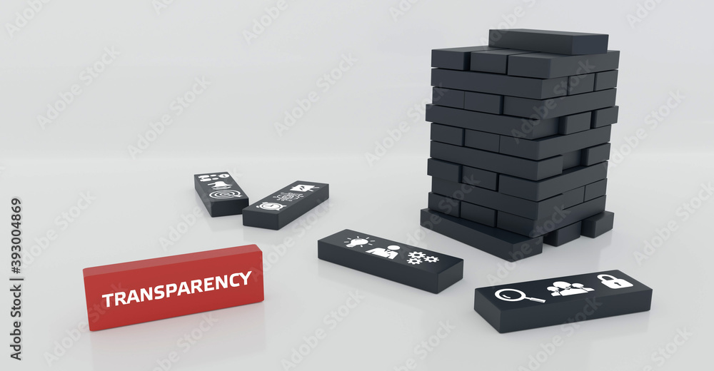 Business, Technology, Internet and network concept. Dominoes with the inscription: Transparency Business, Technology, Internet and network concept. Dominoes with the inscription: Transparency