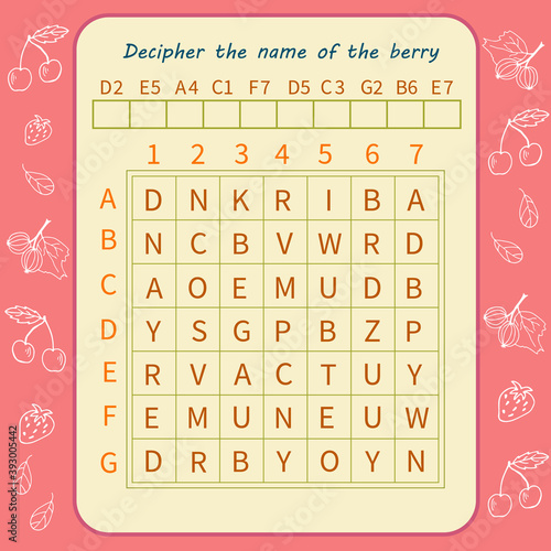 Fotografie Logic game for children. Decipher the name of the berry