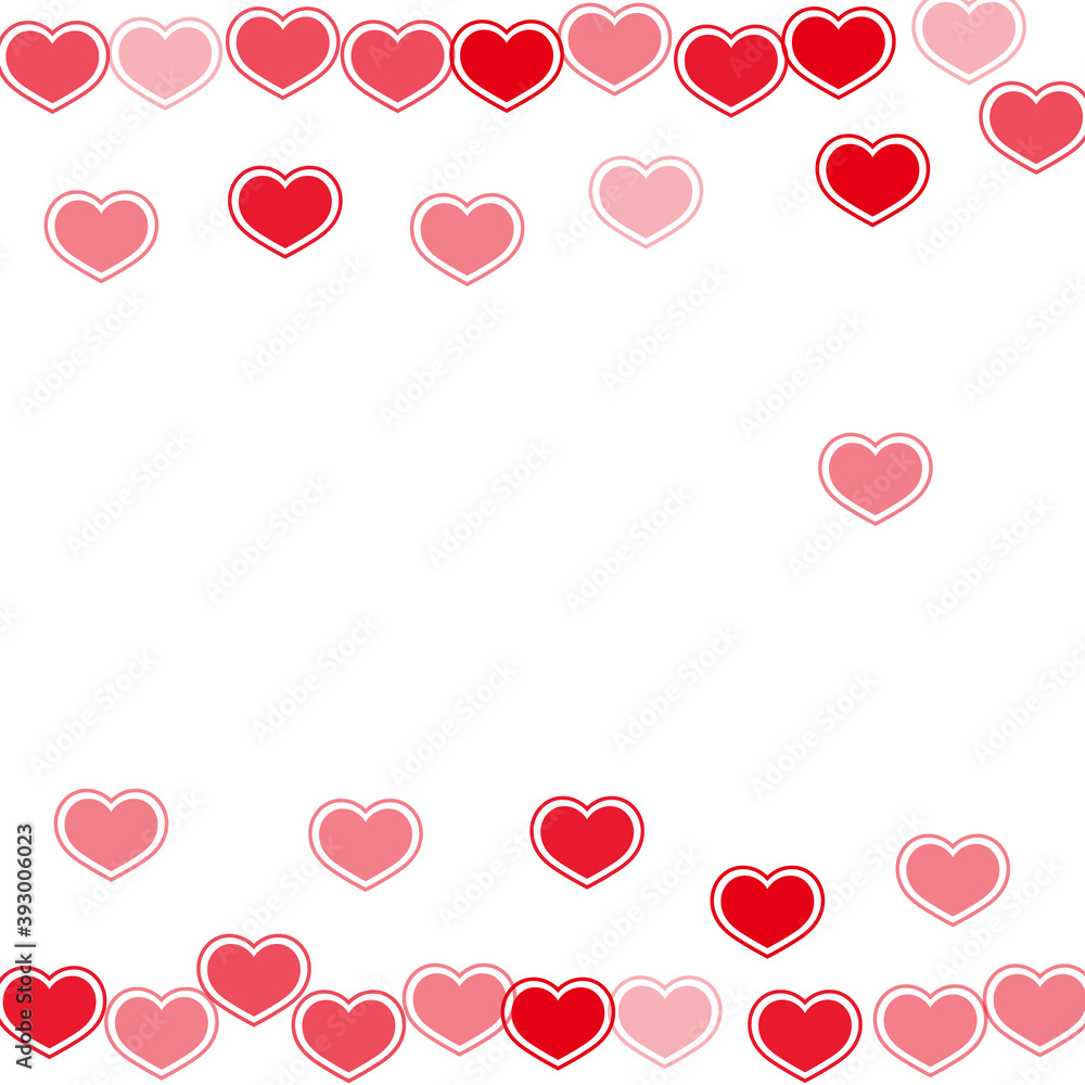 Beautiful scattered hearts falling valentine background. Abstract February 14 