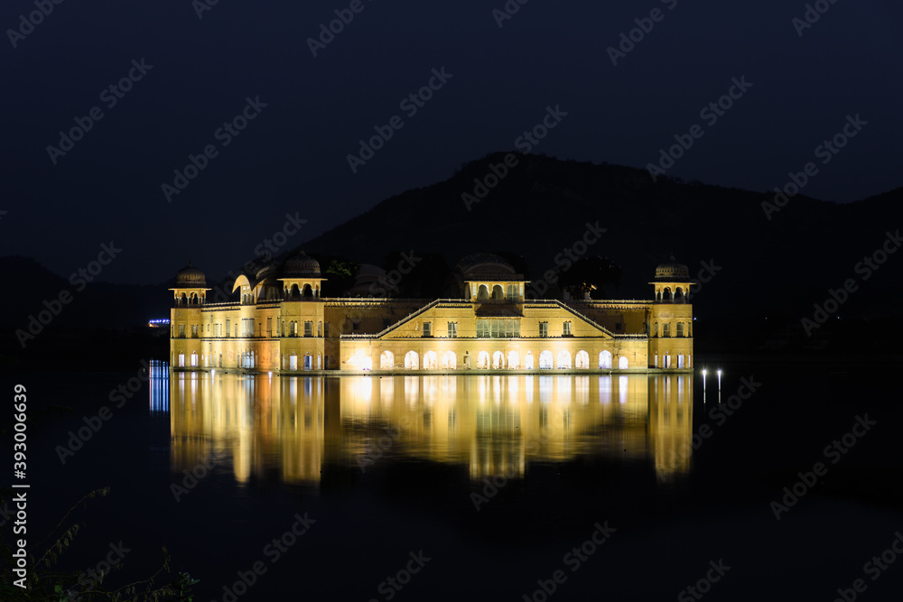 Jal Mahal (water palace) situated in the middle of the Man Sagar Lake at Jaipur Rajasthan India.
