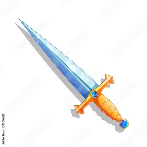 Fantasy Cartoon game sword isolated. Vector illustration.