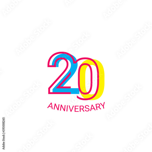20 Years Anniversary Celebration Fun Line Vector Template Design Illustration