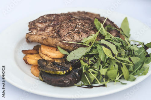 Closeup view of grilled beef 