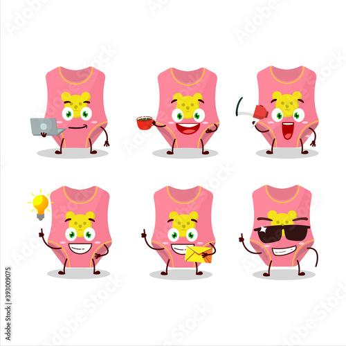 Baby swimsuit cartoon character with various types of business emoticons