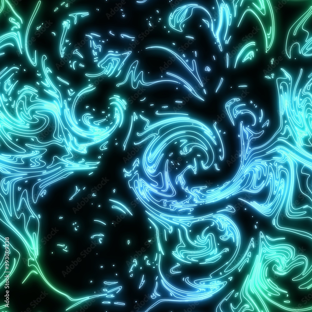 Neon light on black marble seamless repeat pattern. High quality illustration. Funky nightlife retro revival design. Futuristic dramatic glow lighting. Neon light on black marble seamless repeat pattern. High quality illustration. Funky nightlife retro revival design. Futuristic dramatic glow lighting.