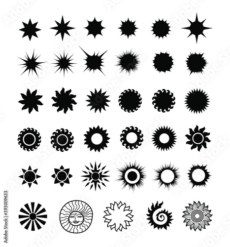 Sun icons set  isolated vector illustration. Design for stickers  logo  web and mobile app. 