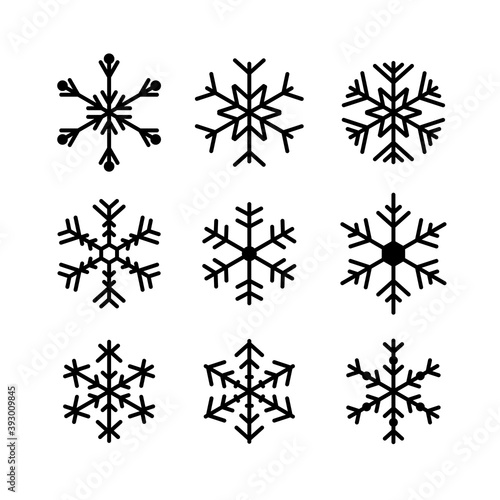 Vector Snowflake Icon Set Isolated On White Background