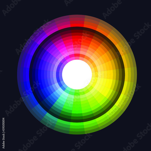 Rainbow color wheel icon, color palette, isolated vector illustration.