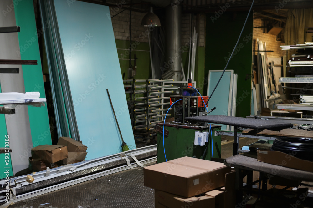 Industrial concept. Photo of the production workshop. Tool for cutting material. Industrial concept. Photo of the production workshop. Tool for cutting material.