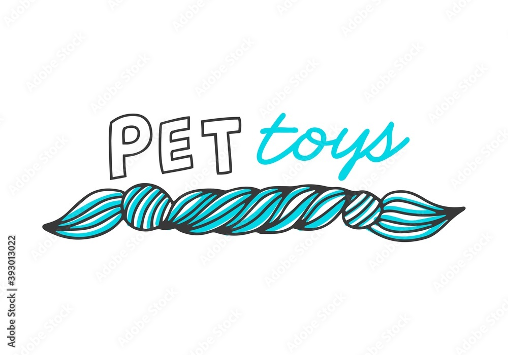 custom made wallpaper toronto digitalVector logotype for online pet shop. Hand drawn icon of rope, toy for animals. Emblem with text, isolated on white background