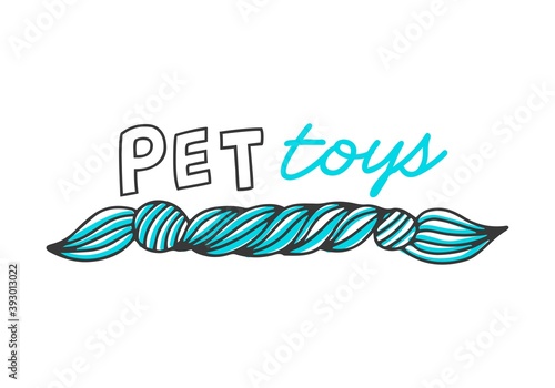 Wallpaper Mural Vector logotype for online pet shop. Hand drawn icon of rope, toy for animals. Emblem with text, isolated on white background Torontodigital.ca