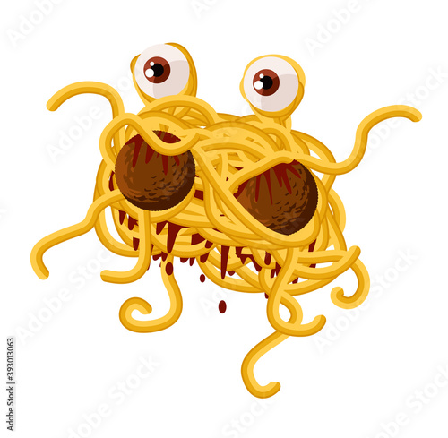 flying monster spaghetti creature with eyes