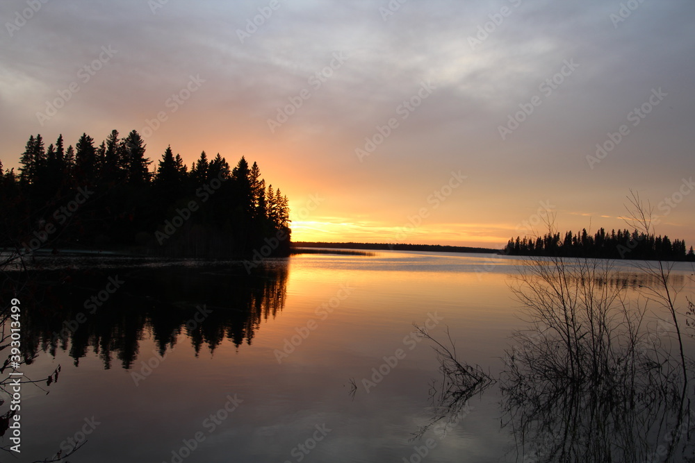 Glow Of The Sunset On The Lake, Elk Island National Park, Alberta