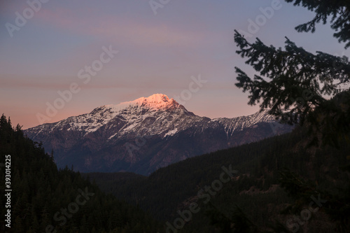 Beautiful landscape view of the sunset from Diablo Lake Overlook in North Cascades National Park (Washington). photo