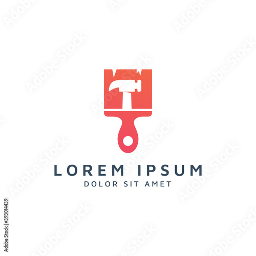 paint and hammer negative space logo design