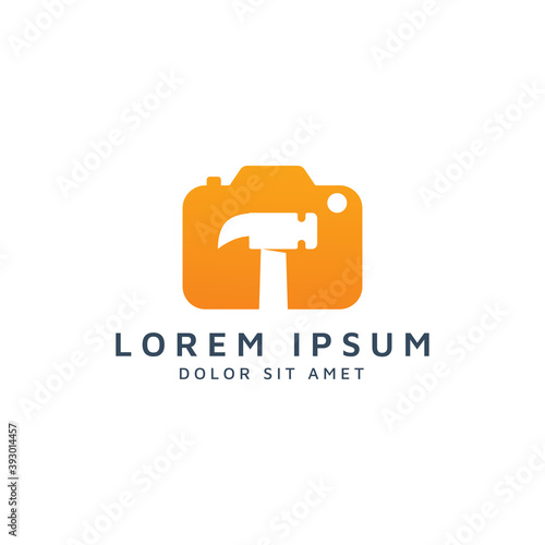 camera and hammer negative space logo design