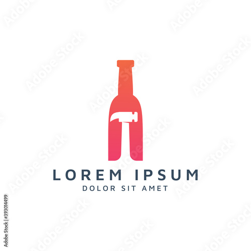 bar and hammer negative space logo design