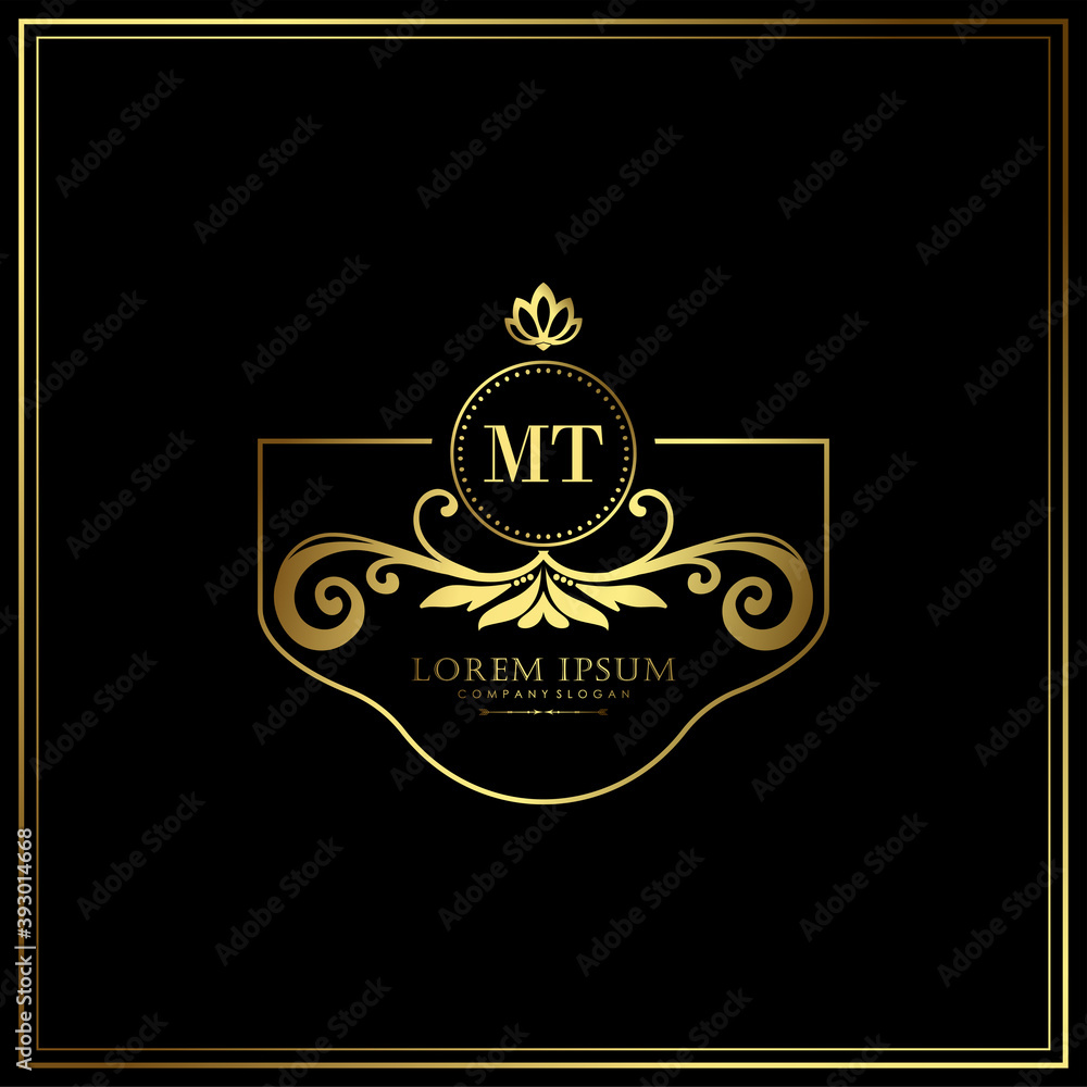 MT Initial Letter Luxury Logo template in vector art for Restaurant ...