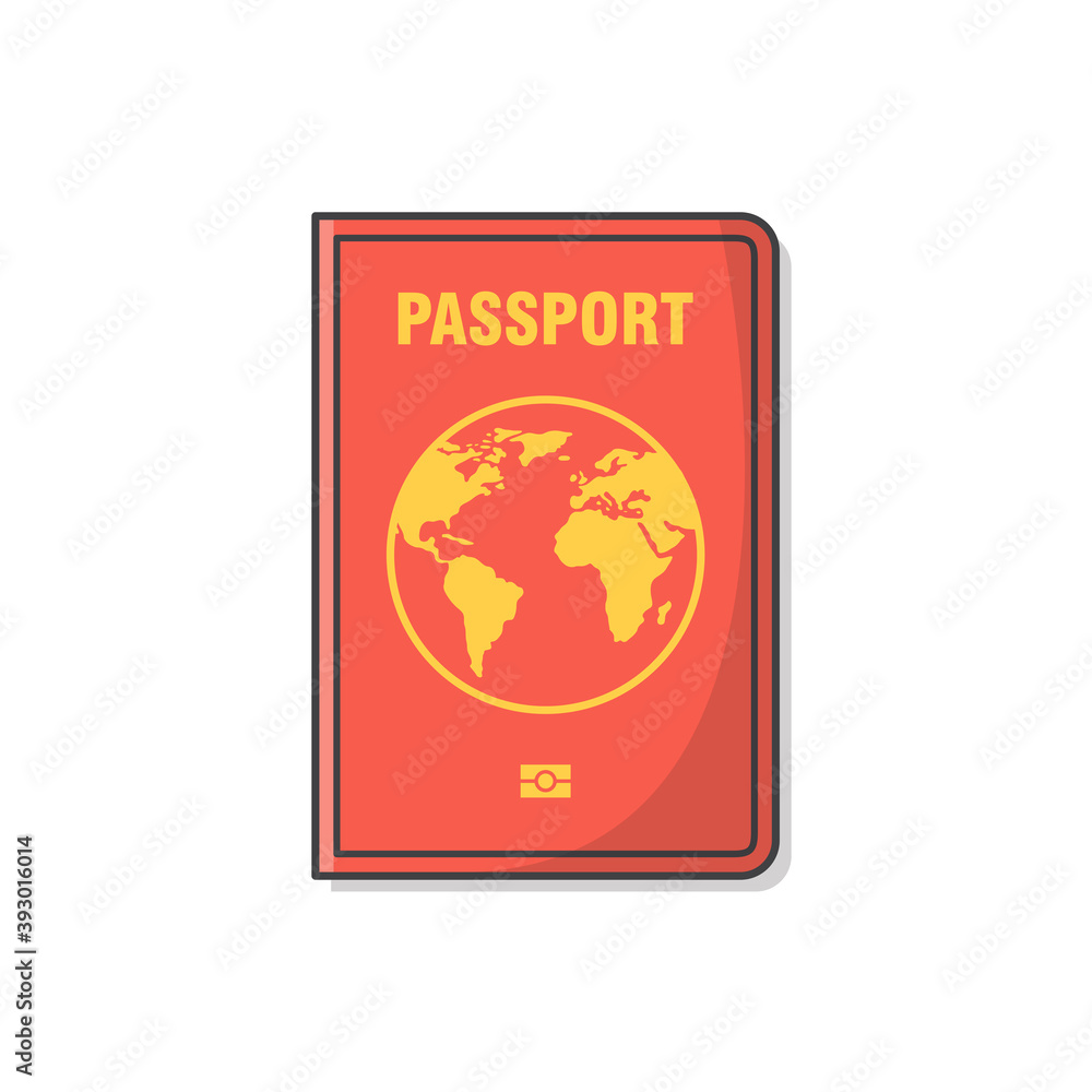Passport Vector Icon Illustration. International Identification Document Flat Icon