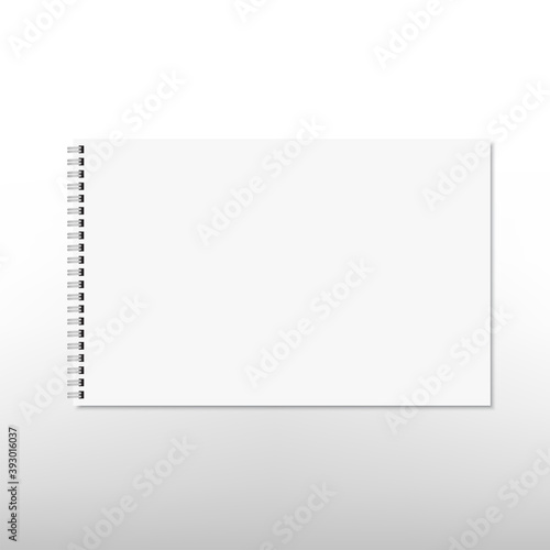 Blank white spiral notebook or album. Mockup Vector.