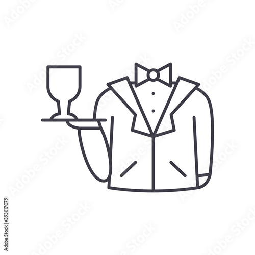 Room service icon, linear isolated illustration, thin line vector, web design sign, outline concept symbol with editable stroke on white background.