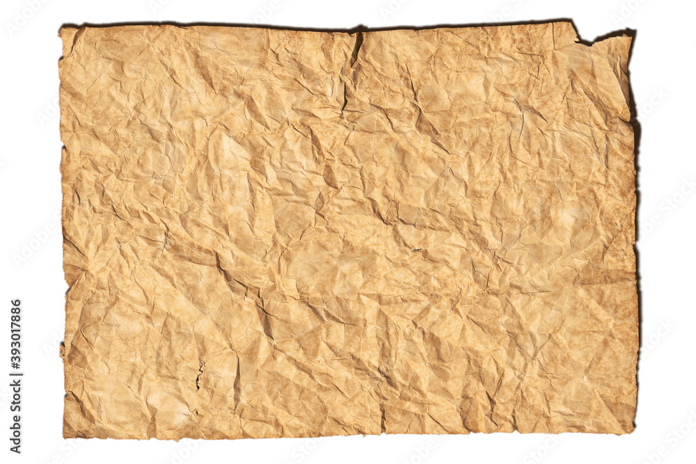 Old brown rumpled paper texture background sheet of paper ,paper textures are perfect for your creative paper backdrop.