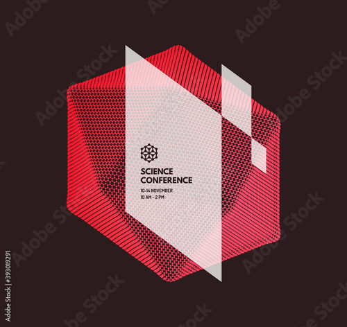 Crystal consisting of small particles. Object with dots. Molecular grid. 3d vector illustration. Futuristic connection structure for education and science.