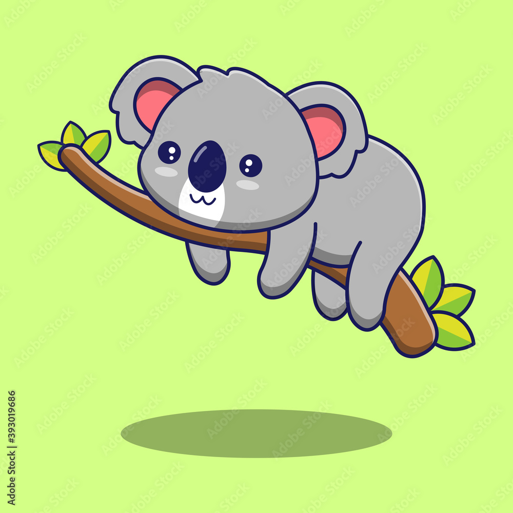 Fototapeta premium Cute koala sleeping icon illustration