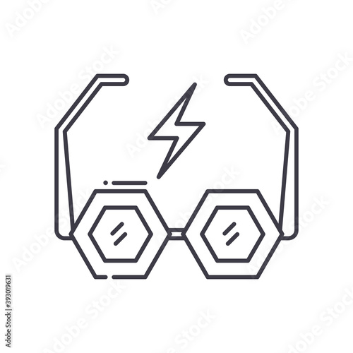 Rock glasses icon, linear isolated illustration, thin line vector, web design sign, outline concept symbol with editable stroke on white background.