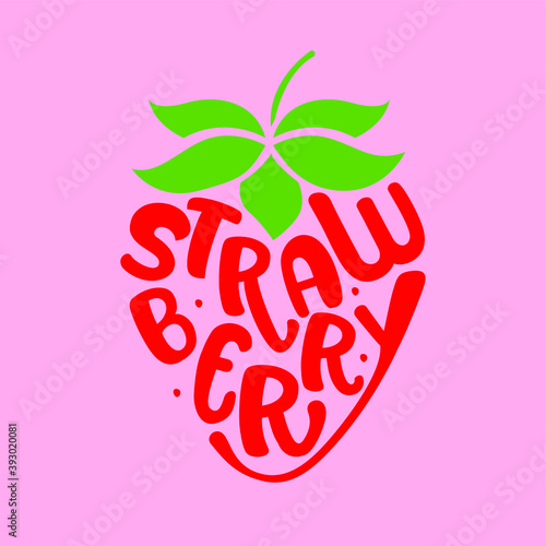 vector strawberry icon, strawberry font style, fun writing style, typography illustration strawberry