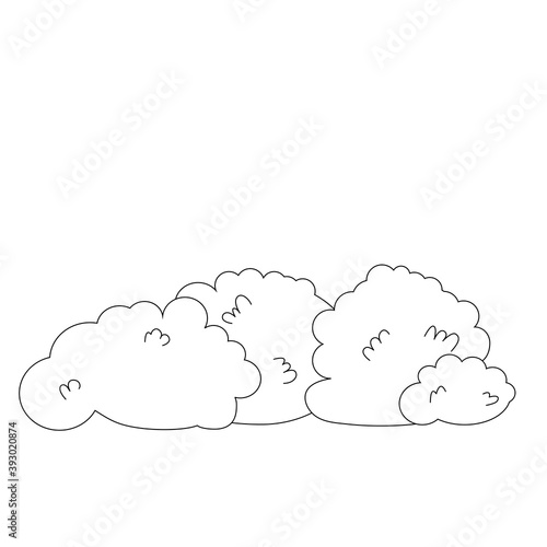 Black and white vector illustration of trimmed bushes for coloring. Landscaping