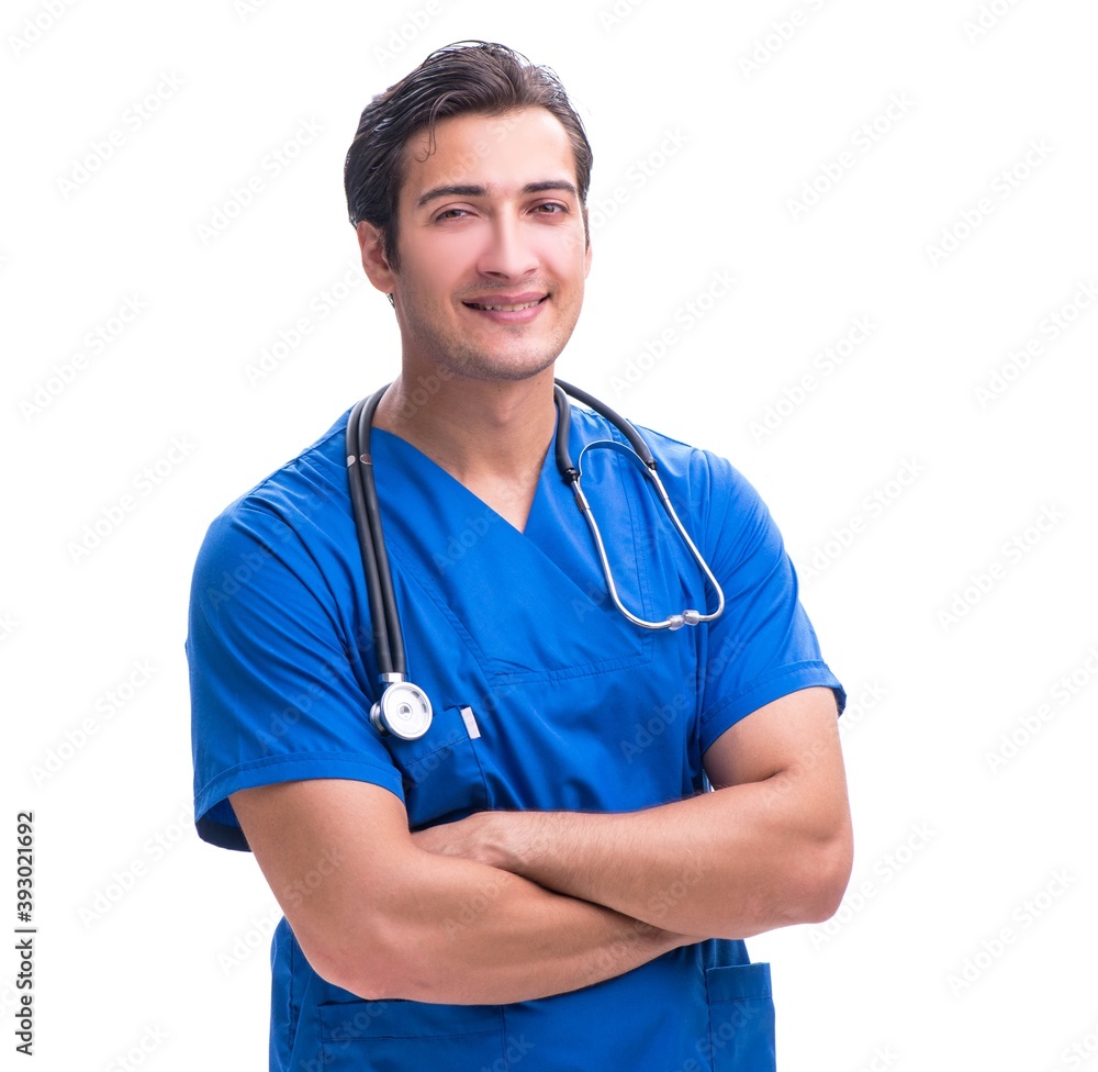 Young male doctor isolated on white background Young male doctor isolated on white background