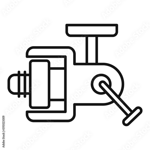 Modern fishing reel icon. Outline modern fishing reel vector icon for web design isolated on white background