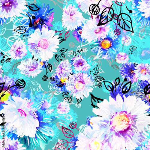 seamless pattern of beautiful flowers