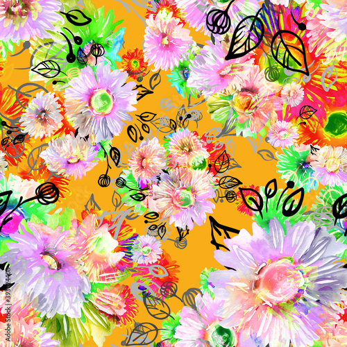 seamless pattern of beautiful flowers