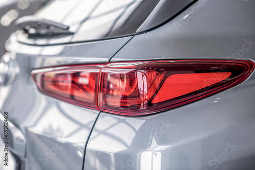 Close-up of new grey car tail lights