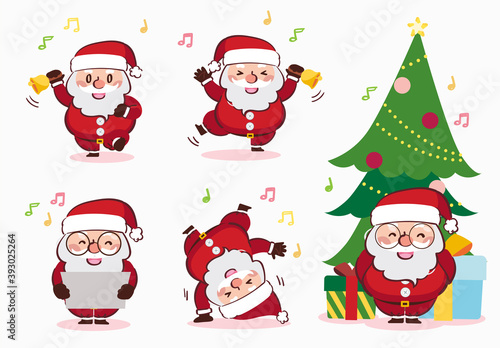 Merry Christmas Santa Claus Gift Box Drawing Cartoon Illustration Vector