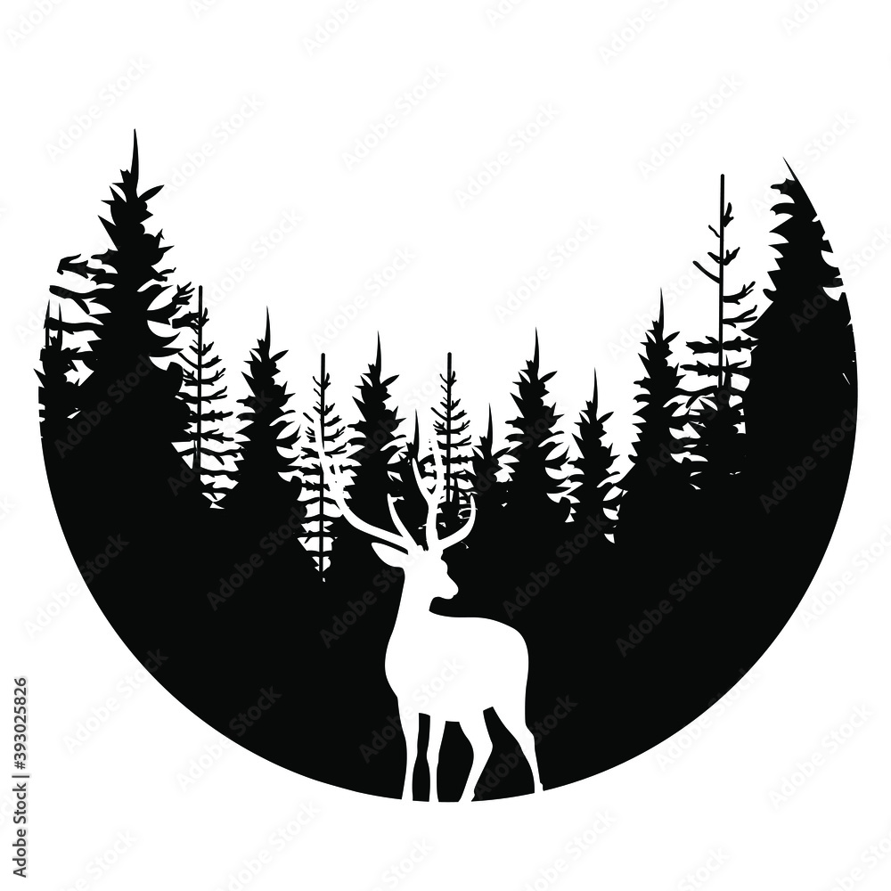 Hunting vector icon set. wildlife illustration sign collection. deer