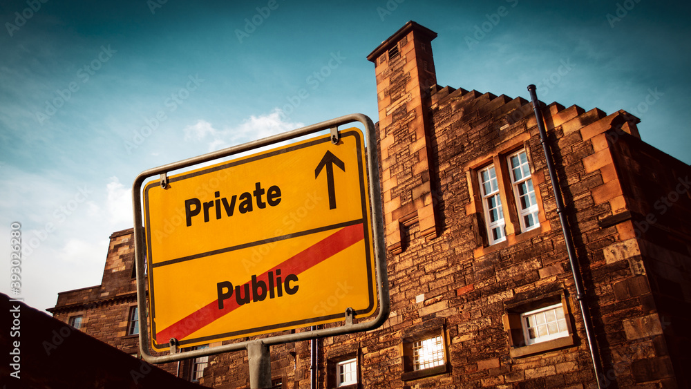 Fototapeta premium Street Sign Private versus Public